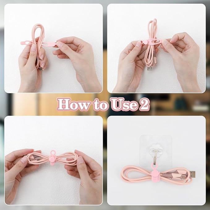 12pcs Pink Silicone Cable Ties