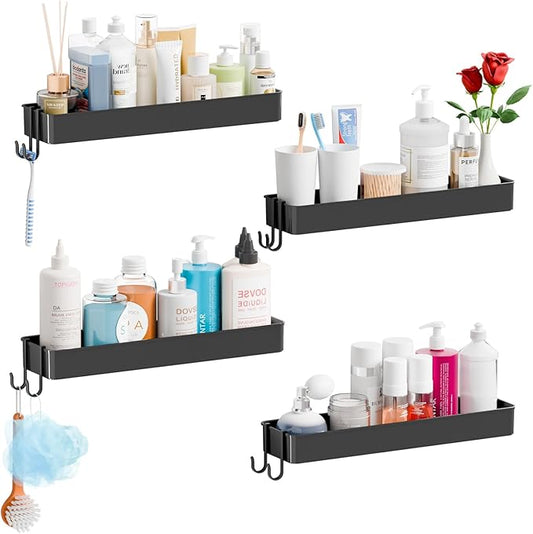 4 Pack in Shower Organizers, Adhesive Shower Caddy, Black