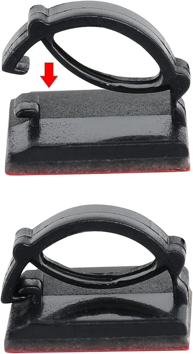 Cable Clips Self with 3M Adhesive Cord Organizer, Wire Holder Clamp Management Sticky for Desk Car Dash Cam Tables Wall, Black 30pcs