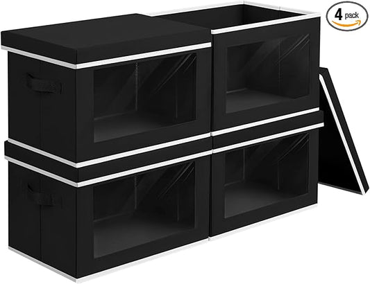Cube Storage Bins with Lids, Clear Window Storage Baskets for Organizing