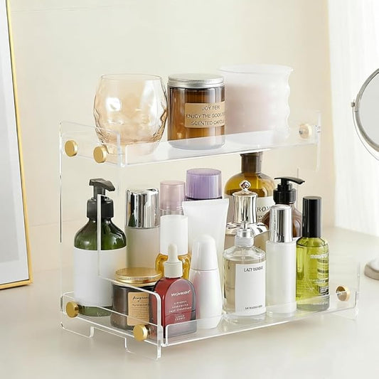 Bathroom Organizer Countertop 2-Tier Storage：Bathroom Counter Organizer Acrylic