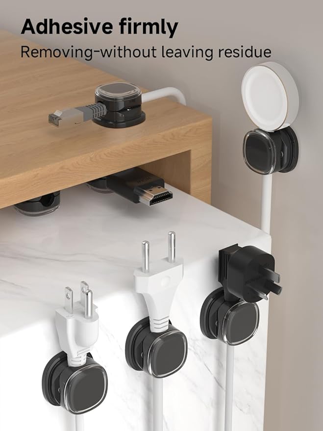 Magnetic Cable Clips, Adjustable Cord Holder Management, 9-PCS Black