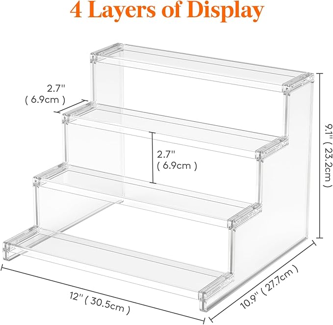 Lifewit Perfume Organizer, Bedroom Decor, Cologne Cupcake Stand, Tool-Free Assembly, Makeup Display Shelf for Vanity Bathroom Counter Storage, Clear, 30 cm/12", 2 Pcs