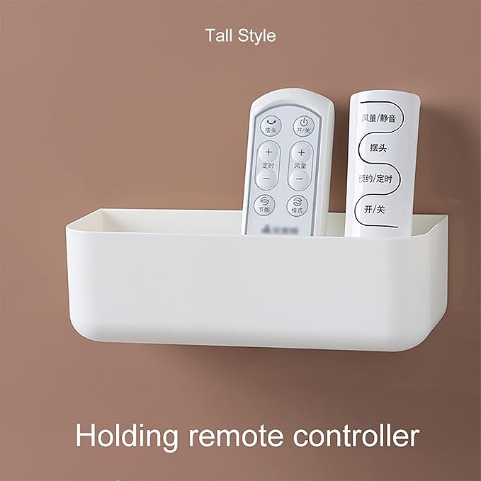 Adhesive Plastic Floating Shelf Stick on Wall Mounted Shower Caddy Shower Organizer for Bathroom Kitchen Bedside Extra Storage Needed (2pcs Tall)