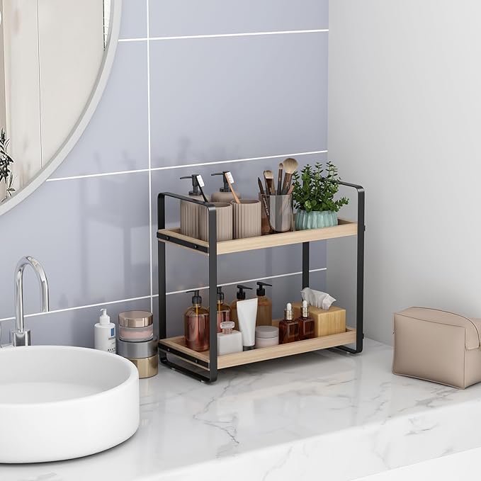 Bathroom Counter Organizer, Bathroom Countertop Organizer, Burlywood 2 Tier