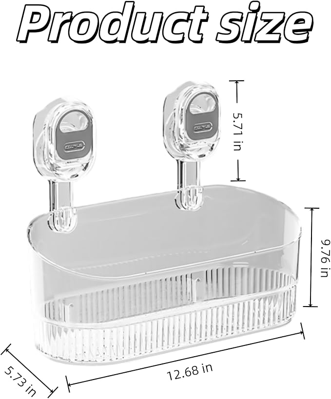 No-Drill Wall Mount Storage Box with Wave-Grip Suction Cups, Large Capacity & Heavy Duty for Bathroom Sink, Organize Cosmetics and Toiletries.（Large Size）