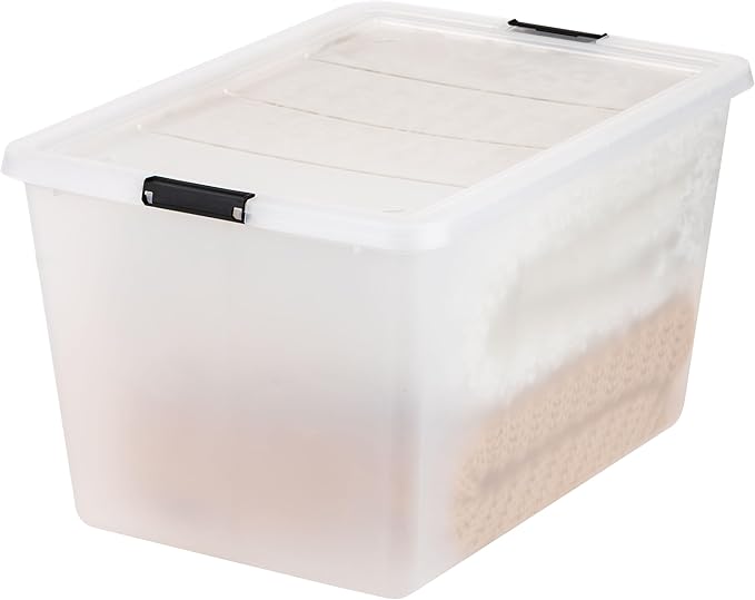 USA 4-Pack High-Capacity Clip Box with Latching Lids, 55 Quart Storage Bins