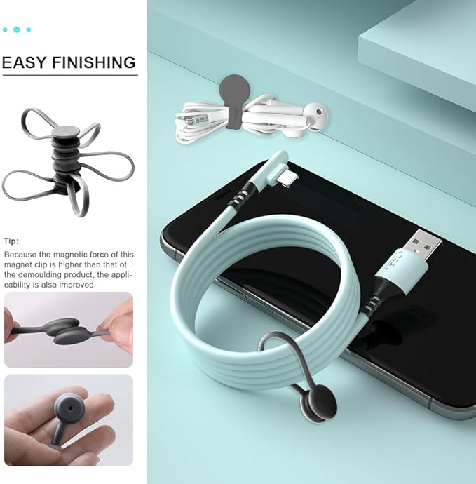 Magnetic Cable Holder, 10Pcs-Gray