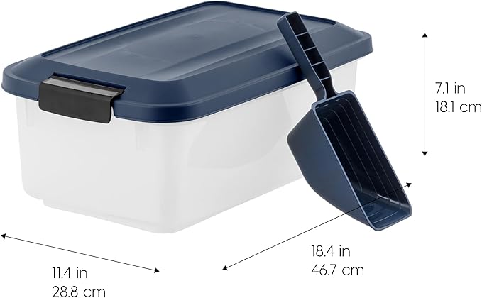 USA WeatherPro Airtight Pet Food Storage Container, Up to 14 lbs, Navy
