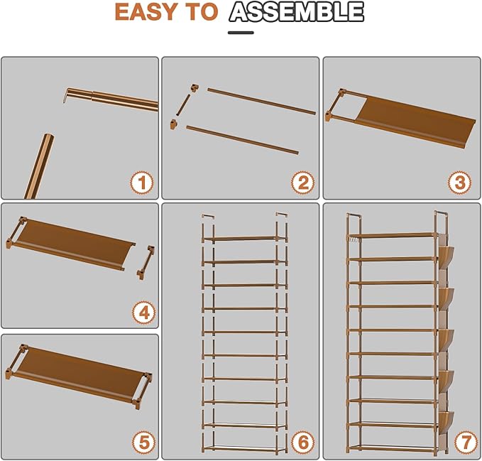 Tall Shoe Rack, 10 Tier Organizer for Closet, 30-35 Pairs