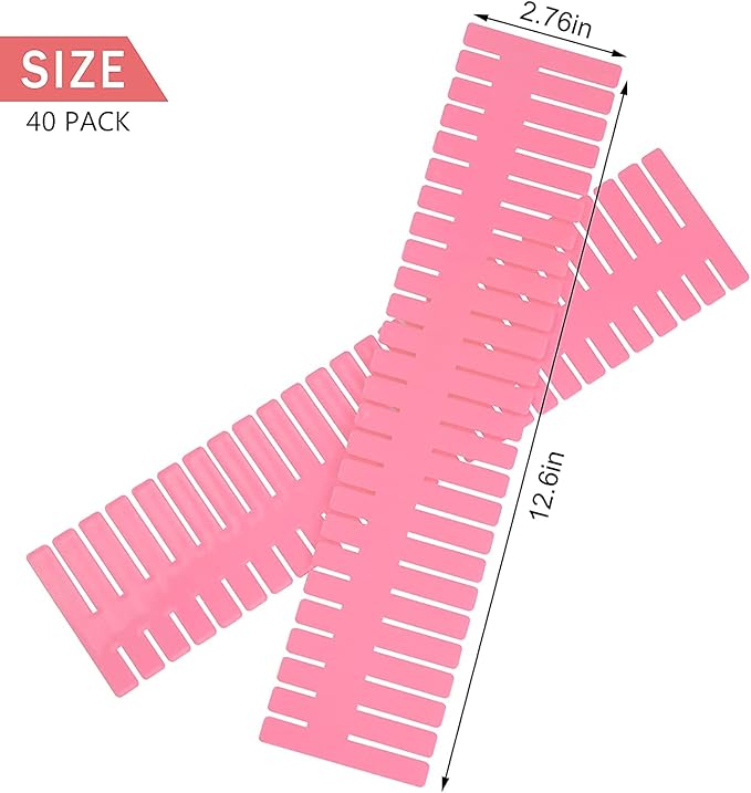 40Pcs Drawer Dividers, Adjustable Drawer Organizer for Socks, Dresser Pink