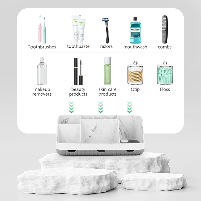 Bathroom Toothbrush Holder Set with 2 Pack Qtip Holder Dispenser, Grey