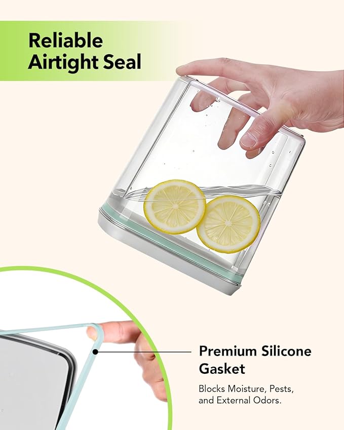 Airtight Food Storage Containers Set with One-Touch Lid, 2-Pack (2.8 QT / 2.65 L) Stackable PET, Best for Cereal, Flour, Rice & Baking Organizers.