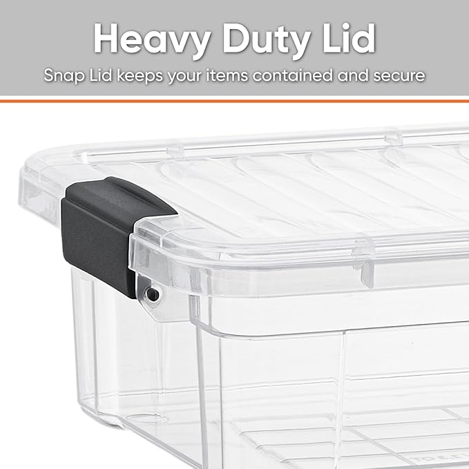 Clear Plastic Storage Bins with Lid, 4.5 Quart Box, Organizing Containers