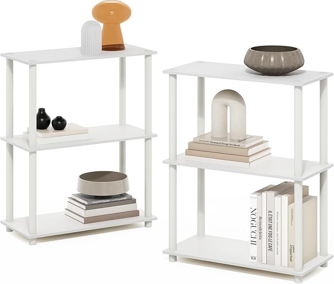 Furinno Turn-N-Tube Storage Shelves Set of 2, 3-Tier Book Shelf, Corner Shelf