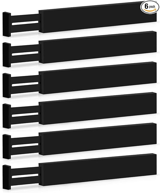 6-Pack Drawer Dividers, 2.6 Inches High, Black