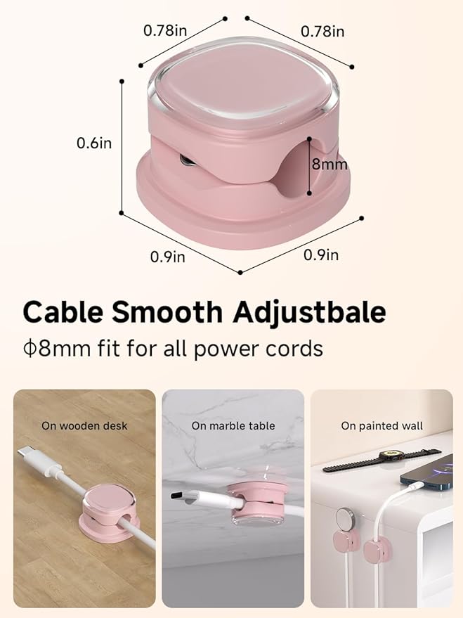 Magnetic Cable Clips, Adjustable Cord Holder Management, 9-PCS Purple