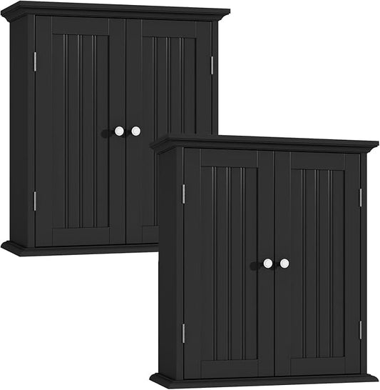 Bathroom Wall Cabinet Set of 2, Black