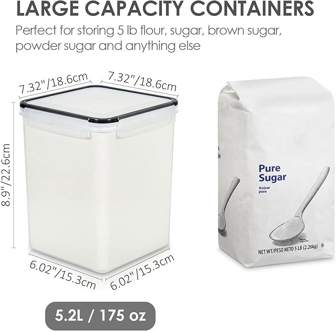4 PCS Large Food Storage Containers 5.2L / 175oz