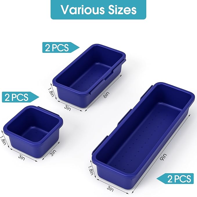 6 PCS Drawer Organizer Set, Navy