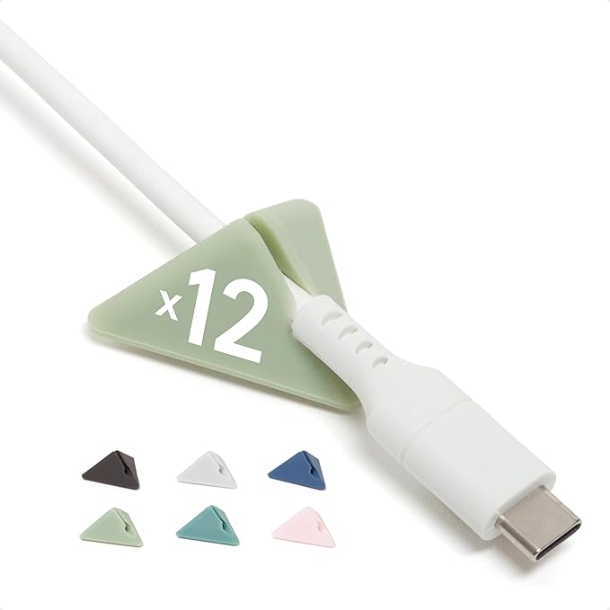 U Brands Tech Classics Silicone Pyramid Cable Clips 12 Pack