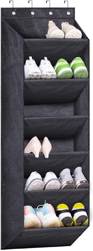 LAMB Shoe Rack for Door with Large Deep Pocket, Black