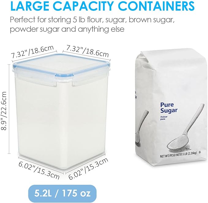 Large Food Storage Containers 5.2L / 175oz, Pack of 2