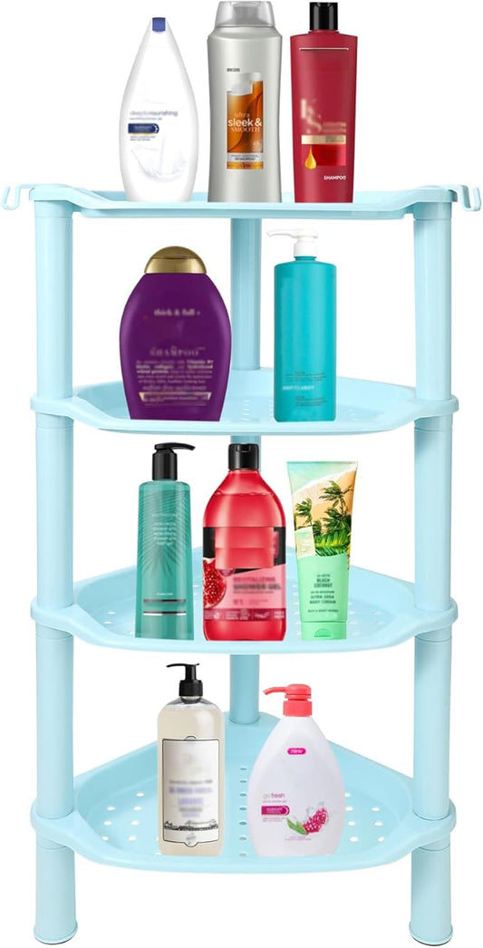 4 Tier Corner Shower Caddy, Rustproof, Round Slot Blue 4 Tier
