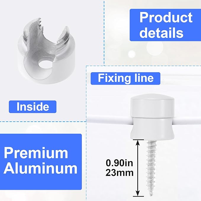SmallCat 3 Sets Charger Holders for Cords, White Adjustable Cable Anchor Holders, Adhesive Metal Cord Clips, Cable Management Wire Organizers for Desk, Office, Nightstand