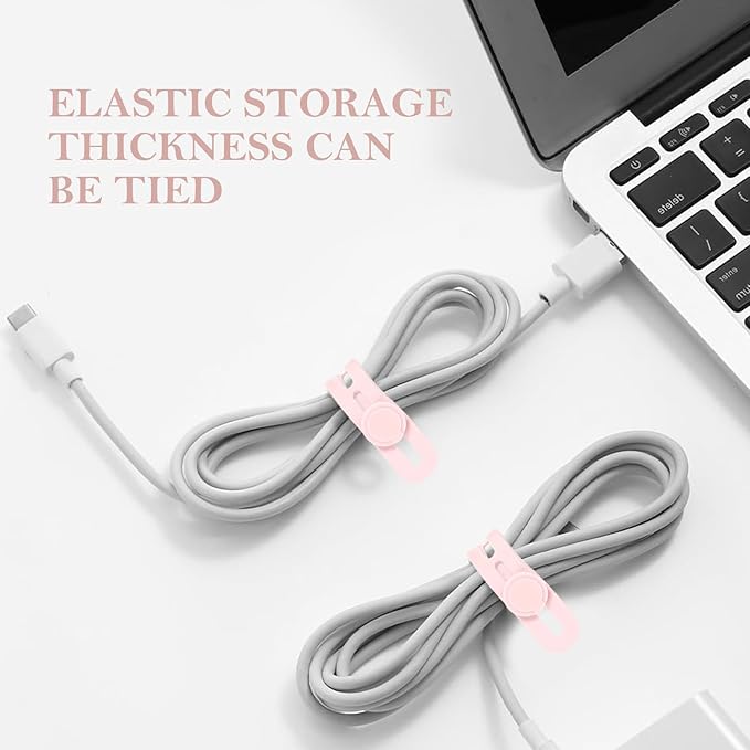 30Pcs Silicone Cable Ties, Pink