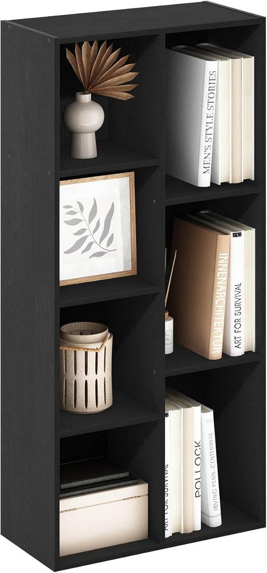 Furinno LUDER Book Shelf, 7-Cube Bookshelf, Blackwood