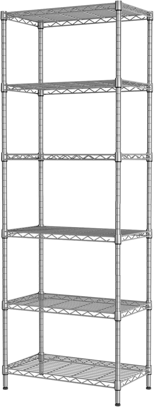 6 Shelf Wire Shelving Unit Adjustable Metal Shelves Standing Bathroom Organizers