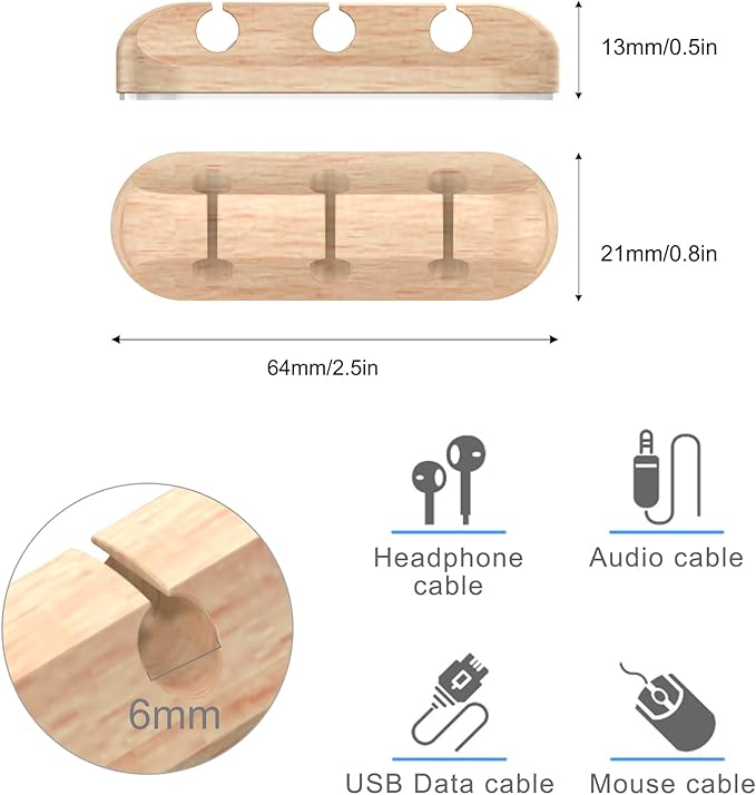 Cable Holder Clips, Wood Grain