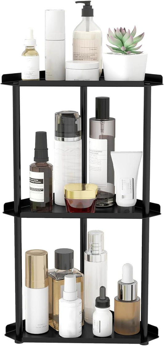 3 Tier Bathroom Counter Organizer, Vanity Organizer Corner Shelf, Black
