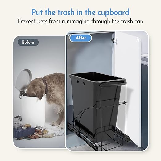 Tanamu Pull Out Trash Can Under Cabinet & Under Sink Garbage Can Pull Out，Heavy