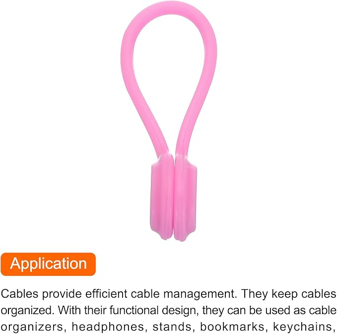 MECCANIXITY Magnetic Cable Clips 4.3 Inch x 0.6 Inch Rose Red Magnetic Cord Organizer Cable Ties Reusable Twist Ties for Home, Kitchen, Office, 10 Pcs