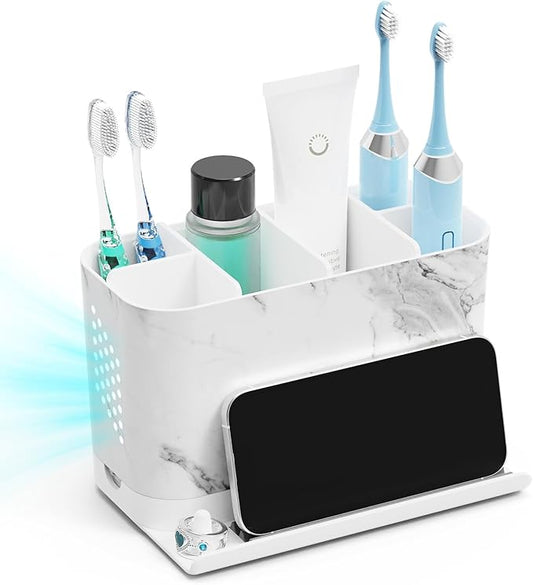 Toothbrush Holders, Toothbrush Caddy with Front Ledge and Cord Slots