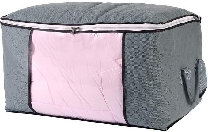 Comforter Storage Bag, 4Pcs Grey Large