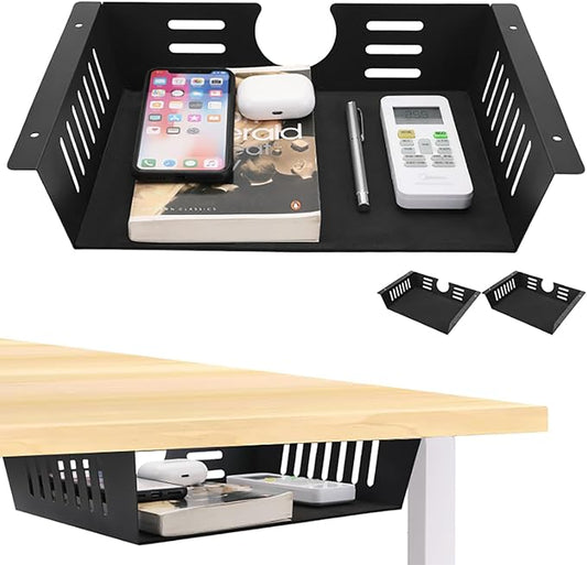 2 Pack Under Desk Shelf, Under Desk Storage Shelf Metals, Under Desk Organizer