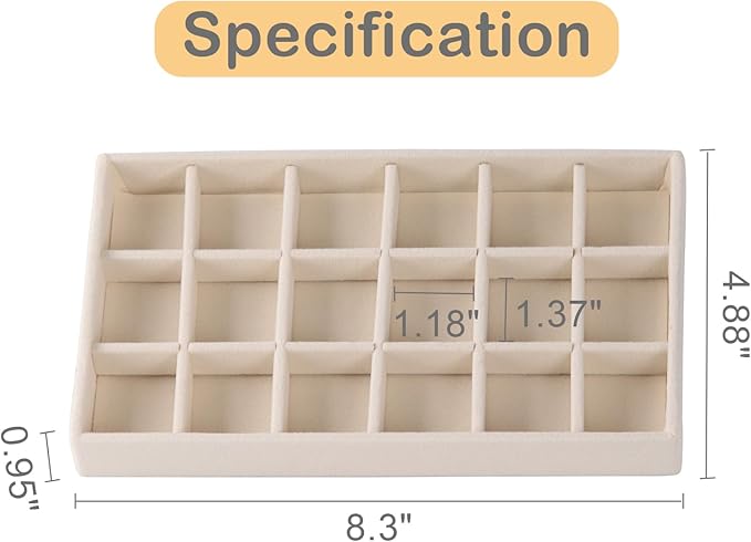 1 Pcs Earring Organizer Stackable Trays,Jewelry Drawer Inserts Container Display Case Storage for Earring Necklace Rings -Beige