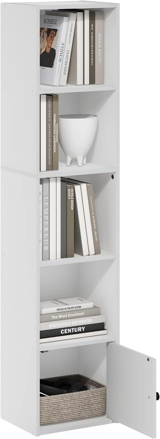 Furinno LUDER Book Shelf, 5-Tier Modern Bookshelf, White