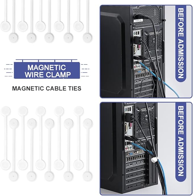 White Magnetic Cable Ties 10-Pack