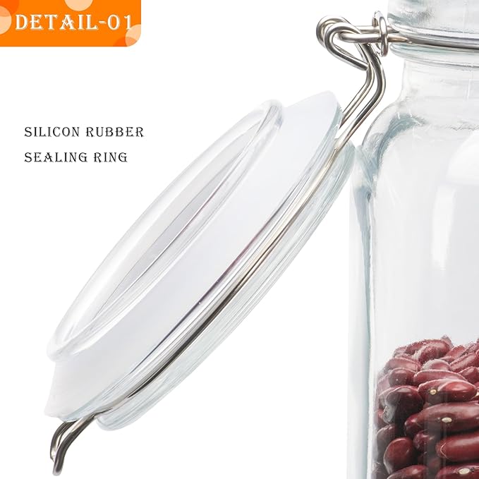 78oz Glass Food Storage Jars with Airtight Clamp Lids, Cookies