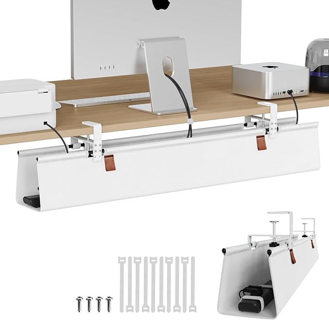 Large Cable Management Under Desk 40" No Drill Desk Cable Management Clamp/Screw