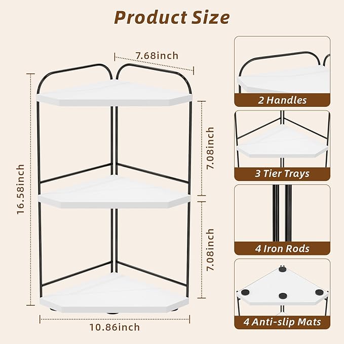 Corner Bathroom Counter Organizer, White