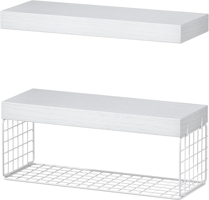 White Bathroom Shelves Over Toilet