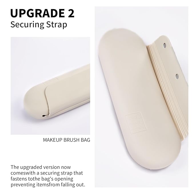 AGIKET Silicone Makeup Brush Holder Travel Cosmetic Bag：Soft Portable Cosmetic Face Brushes Holder with Upgrade Anti-Fall Out Magnetic Closure, Large Travel Makeup Brush Case - Starlight