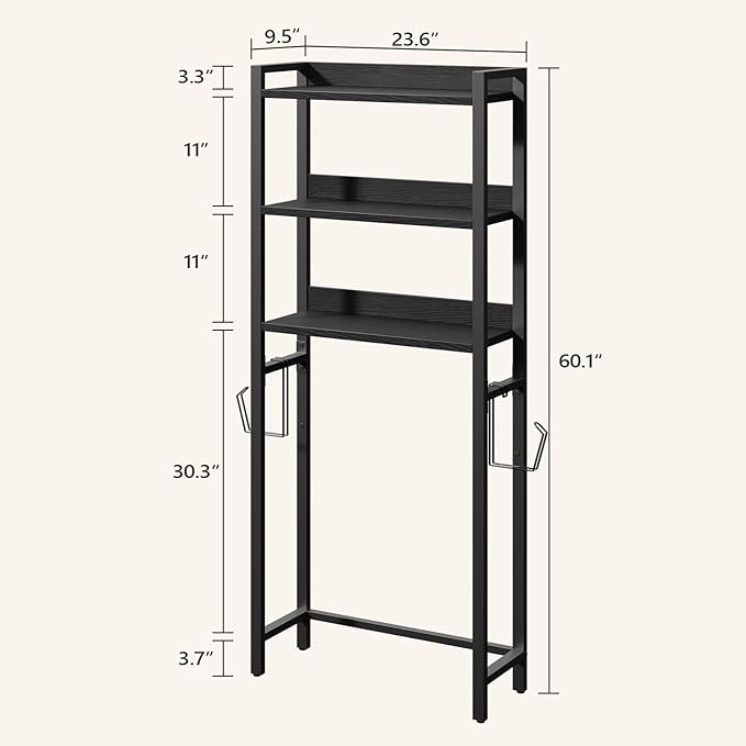 Over The Toilet Storage Rack, Black TSBK6001
