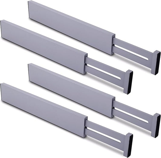 Bamboo Drawer Dividers Large, Gray Kitchen Drawer Organizers Adjustable
