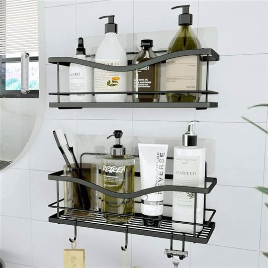Premium Shower Caddy, Self Adhesive Shower Organizer w/ 4 Hooks
